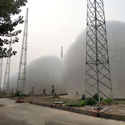 Ground Mounted Double Membrane Gas Storage Tank Polyester Fabric Biogas Storage Balloon 100m3 - 10,000m3