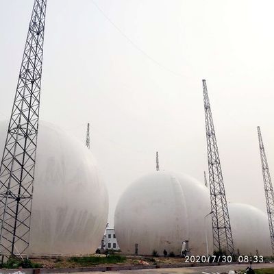 Ground Mounted Double Membrane Gas Storage Tank Polyester Fabric Biogas Storage Balloon 100m3 - 10,000m3