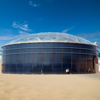 Palm Oil Storage Cylindrical GFS Panel Bolted Steel Tanks with Aluminum Geodesic Dome