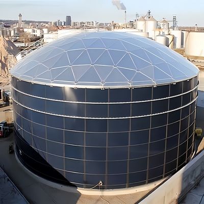 Palm Oil Storage Cylindrical GFS Panel Bolted Steel Tanks with Aluminum Geodesic Dome