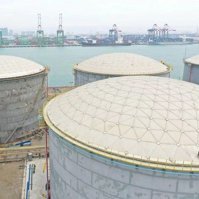 Weather Resistance Aluminum Geodesic Dome Roof Rapid Installation For Drinking Water Storage And Oil Storage Tank