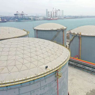 Weather Resistance Aluminum Geodesic Dome Roof Rapid Installation For Drinking Water Storage And Oil Storage Tank