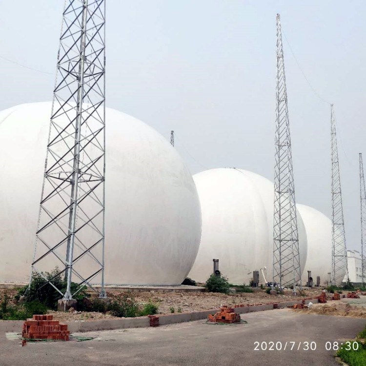 Ground Mounted Double Membrane Gas Storage Tank Polyester Fabric Biogas Storage Balloon 100m3 - 10,000m3