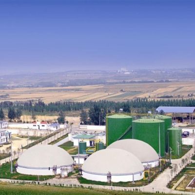 Digestor de biogás com suporte de membrana dupla resistente às intempéries